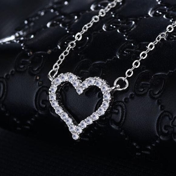 NEW Silver Dazzling Zircon Love Heart Shape Pendant Necklaces - Picture 9 of 11